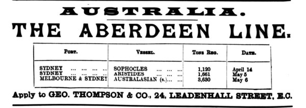 An advert for Aberdeen Line 1890. Image: DC Thomson
