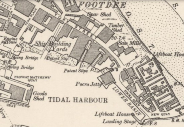 A map of Aberdeen’s Tidal Harbour showing Pocra Quay where Aberdeen’s ships were built. Image: National Library Scotland